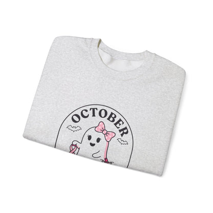 Pink Boo Crew Breast Cancer Awareness Sweatshirt | October Ribbon