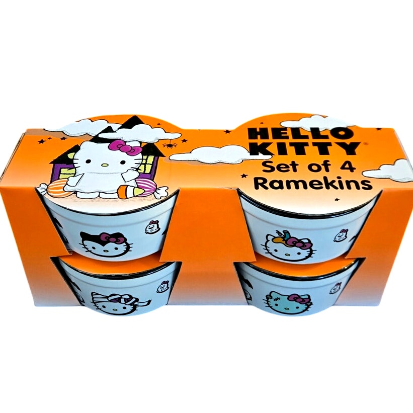 NEW Hello Kitty & Friends Halloween Costumes Set of 4 Ceramic Round Ramekins