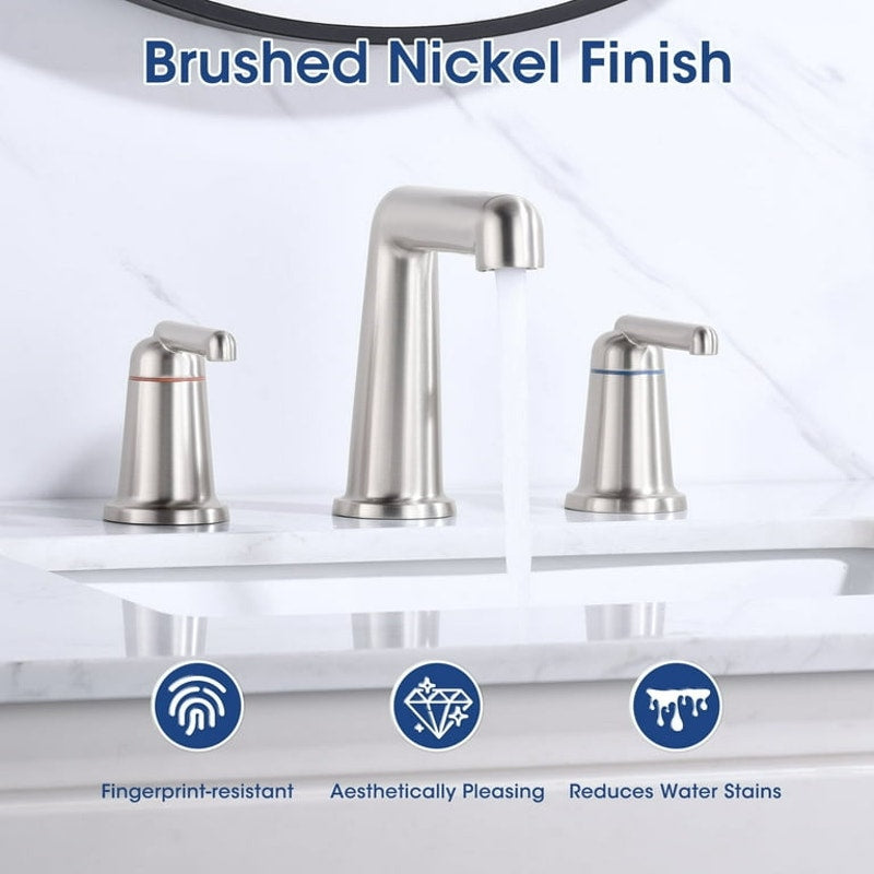 Brushed Nickel Bathroom Faucet 2 Handle Widespread Bathroom Sink