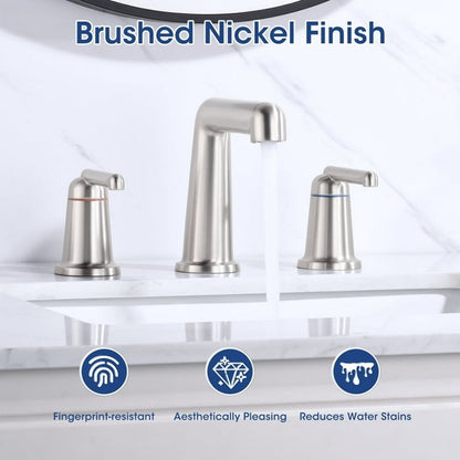 Brushed Nickel Bathroom Faucet 2 Handle Widespread Bathroom Sink