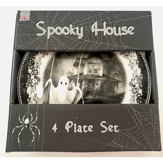 EATON FINE DINING Spooky House Halloween Salad Dessert Plates Set of 4 NEW 7 1/2"