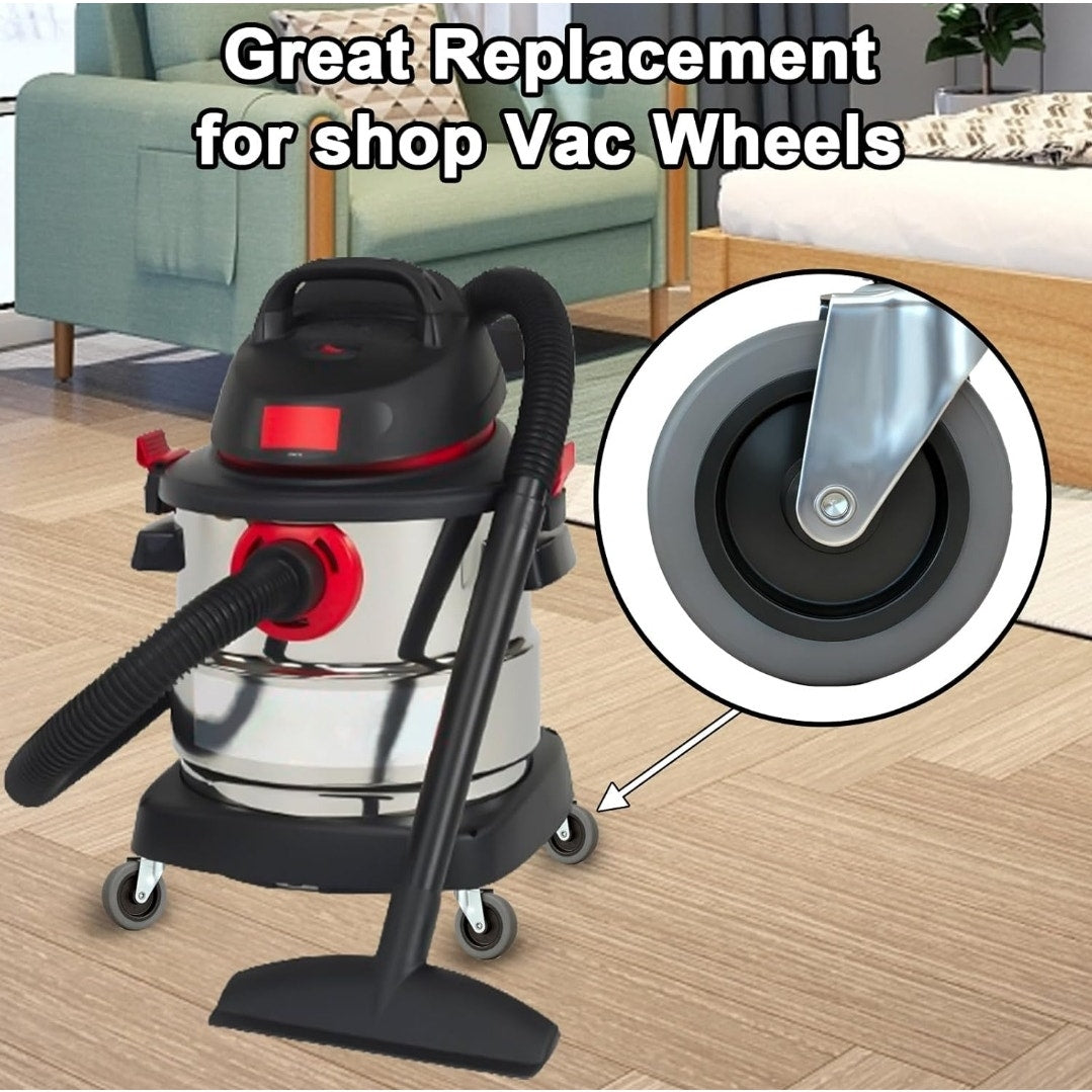 4 in, 7/16-Inch Stem Diameter Swivel Rubber Casters