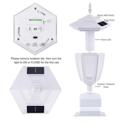 Dynaming 6 Pack Solar Flame Post Lights Outdoor, Solar Powered Lamps