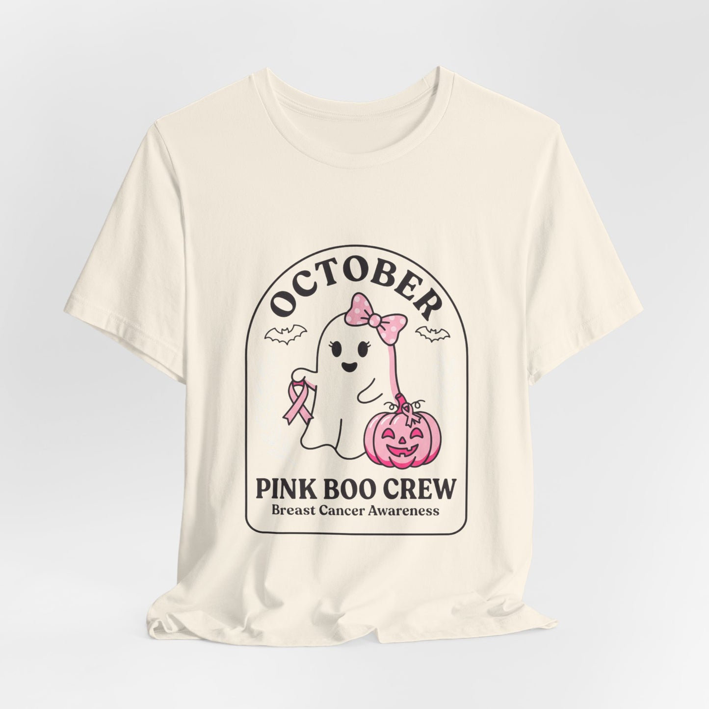 Pink Boo Crew Ghost Tee | Breast Cancer Awareness Ribbon, October Pink