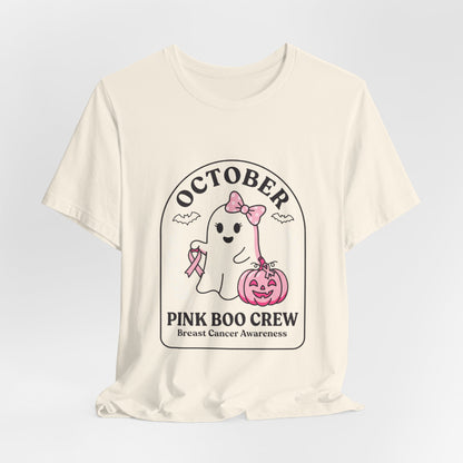 Pink Boo Crew Ghost Tee | Breast Cancer Awareness Ribbon, October Pink
