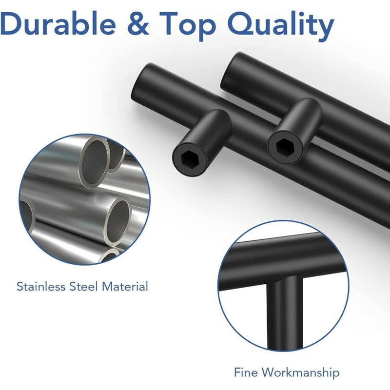 30-pack Cabinet Handles, 3" Hole Center, Matte Black