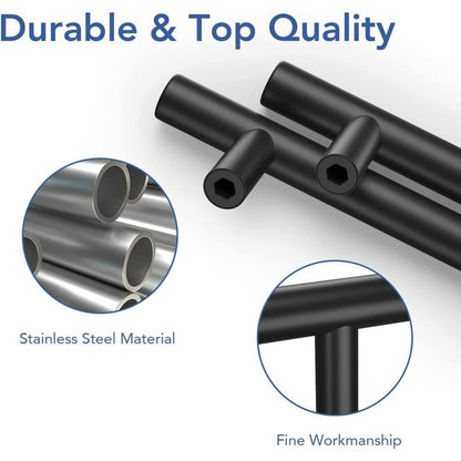 30-pack Cabinet Handles, 3" Hole Center, Matte Black