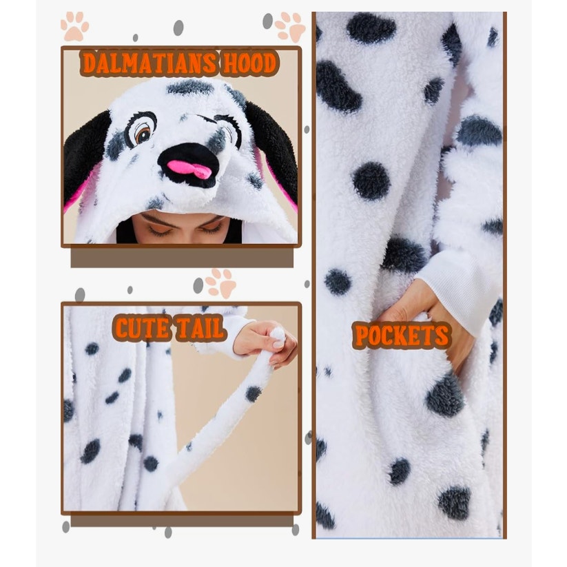 Dalmatians Costume for Kids Onesie Size Small (4'9"-5'1" Tall)
