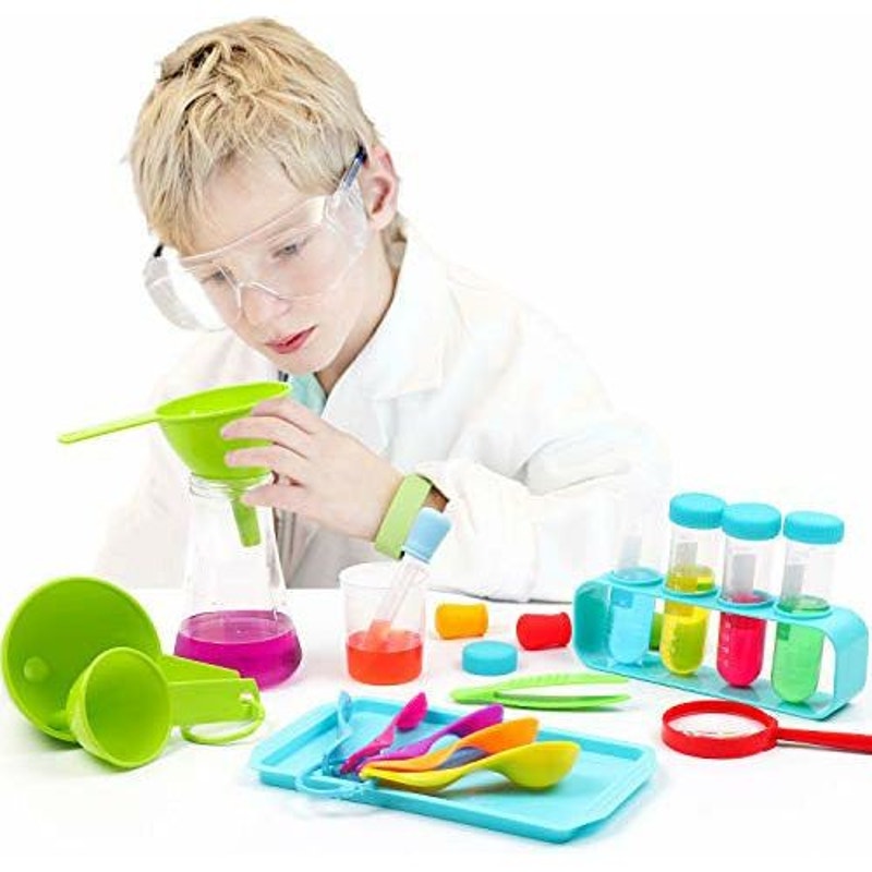 Kids Science Experiment 28 Pcs Lab Kit w/ Lab Coat & Durable Storage Box Ages 7+