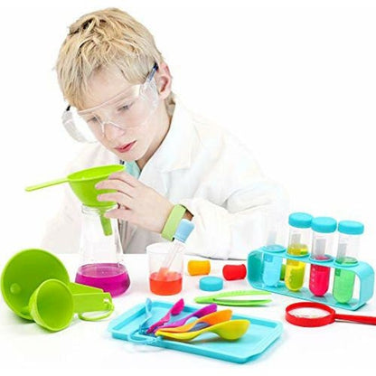 Kids Science Experiment 28 Pcs Lab Kit w/ Lab Coat & Durable Storage Box Ages 7+