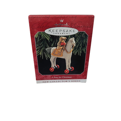 A Pony For Christmas`1998`Teddy Loves Ride His Pony,Hallmark Tree Ornament-NEW