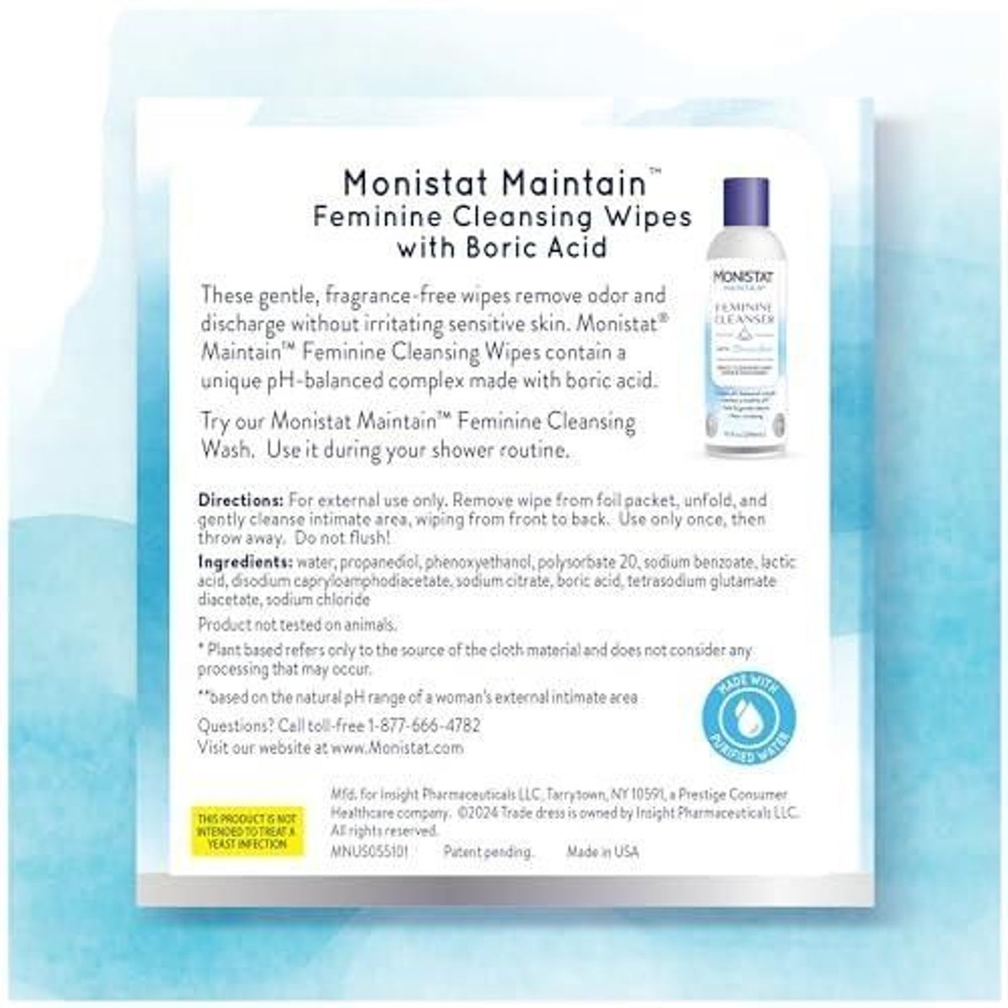 Monistat Feminine Cleaning Wipes with Boric Acid, 12 Ct | CVS