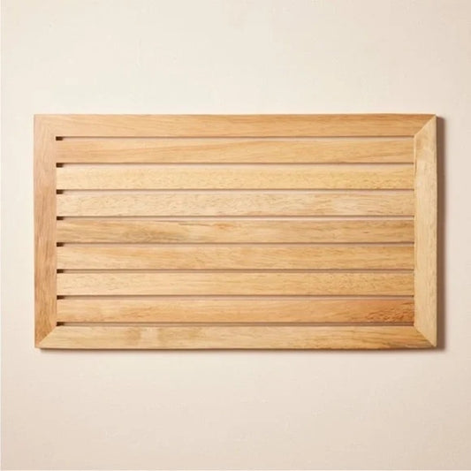 New Hearth & Hand with Magnolia Wood Slatted Bath Mat 24" x 14" Natural