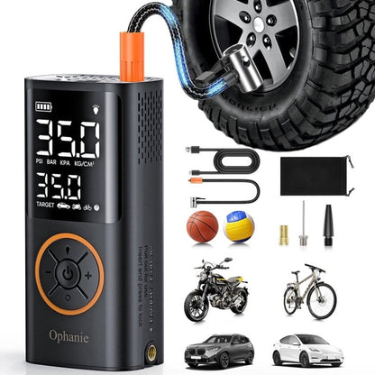 Ophanie Cordless Portable Tire Inflator 160 PSI, 4000mAh,  Bicycle, Motorcycles