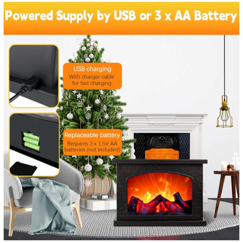 Fire Lamp Battery Operated Portable Fireplace Indoor Outdoor Christmas