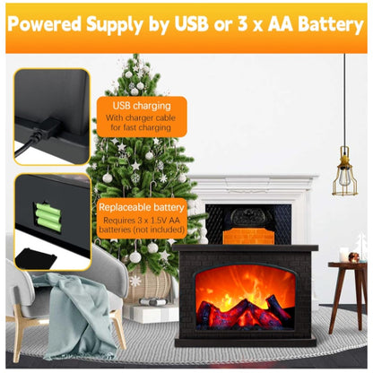 Fire Lamp Battery Operated Portable Fireplace Indoor Outdoor Christmas