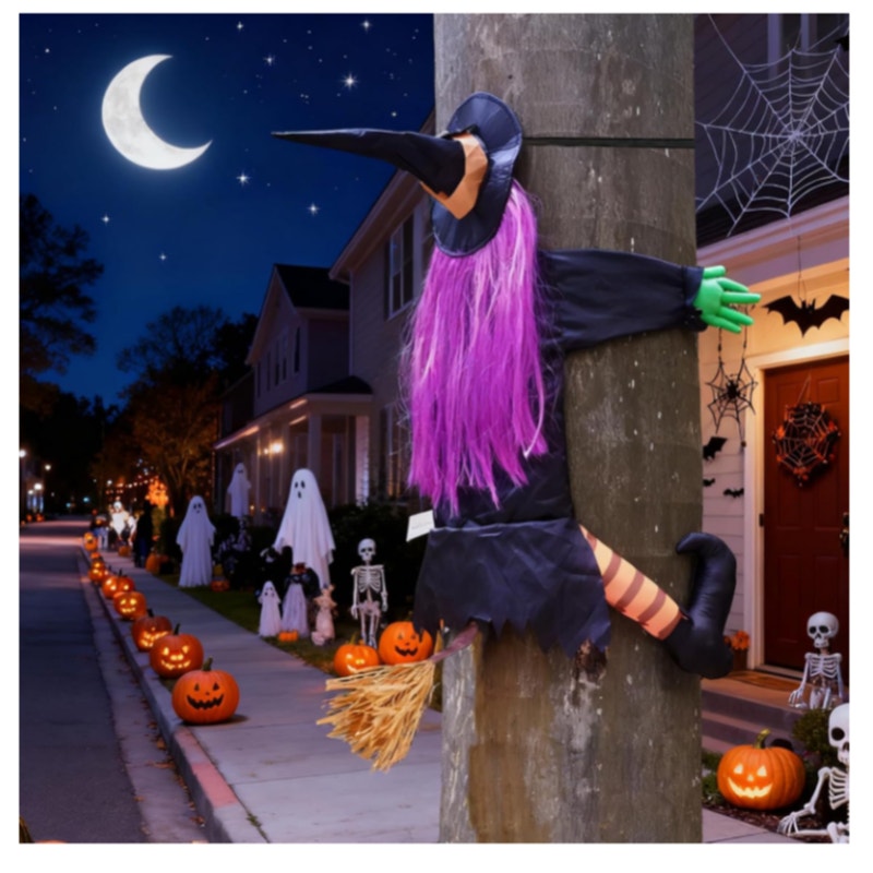 54'' Crashing Witch Halloween Tree/Door Decoration