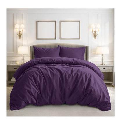 Purple Microfiber King Duvet Cover Set w/ Shams & King Down Alt Duvet Insert