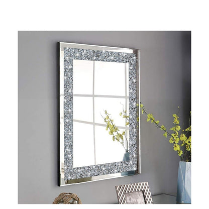 Crystal Crush Diamond Rectangle Silver Mirror for Wall Decoration 20x28inch Wall Hang Frameless Mirror .