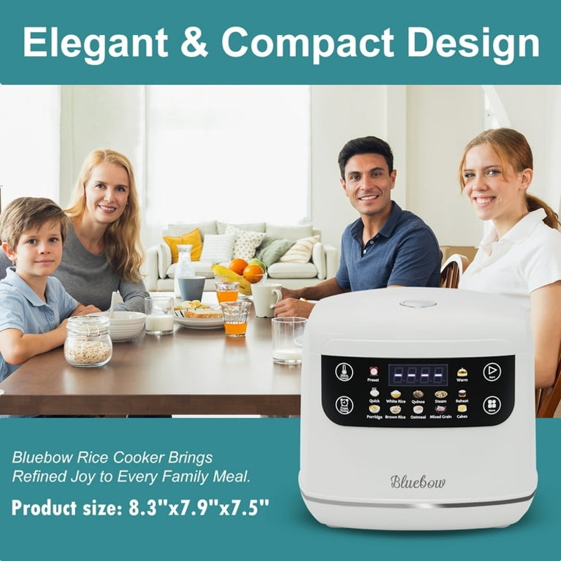 Bluebow Digital Rice Cooker, 6-Cup/2.1QT