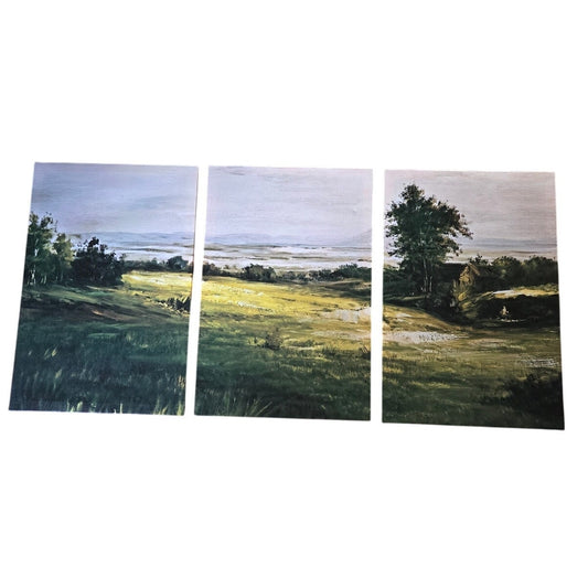 3 piece natural country canvas print set