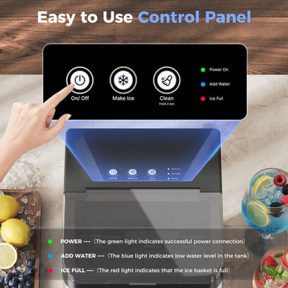 Ice Maker Countertop, Nugget Ice in 6 Mins, 44LBS/Day Chewable Ice Machine