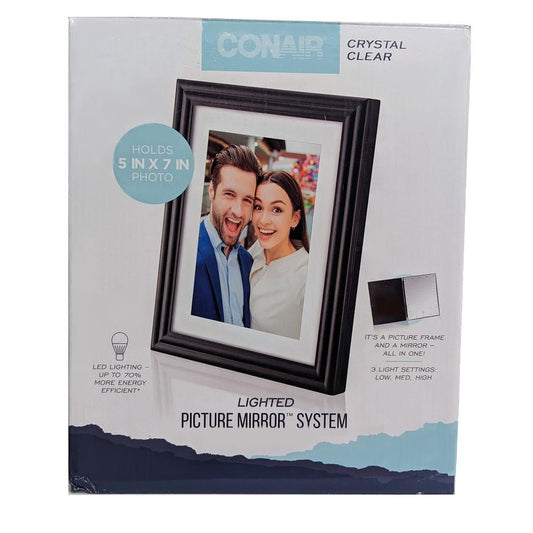 Tony Little Conair Black Picture Frame & Lighted LED Magnification Mirror System