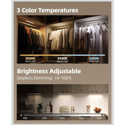 Set of 6 12in Under Cabinet Magnetic Rechargeable Motion Sensor Light