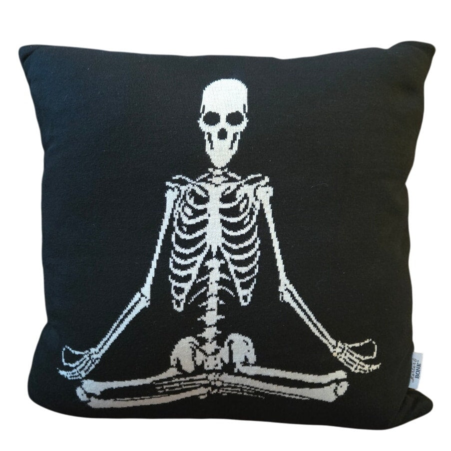 Mortar & Bone Yoga Skeleton Halloween Decor Pillow 16" x 16" New