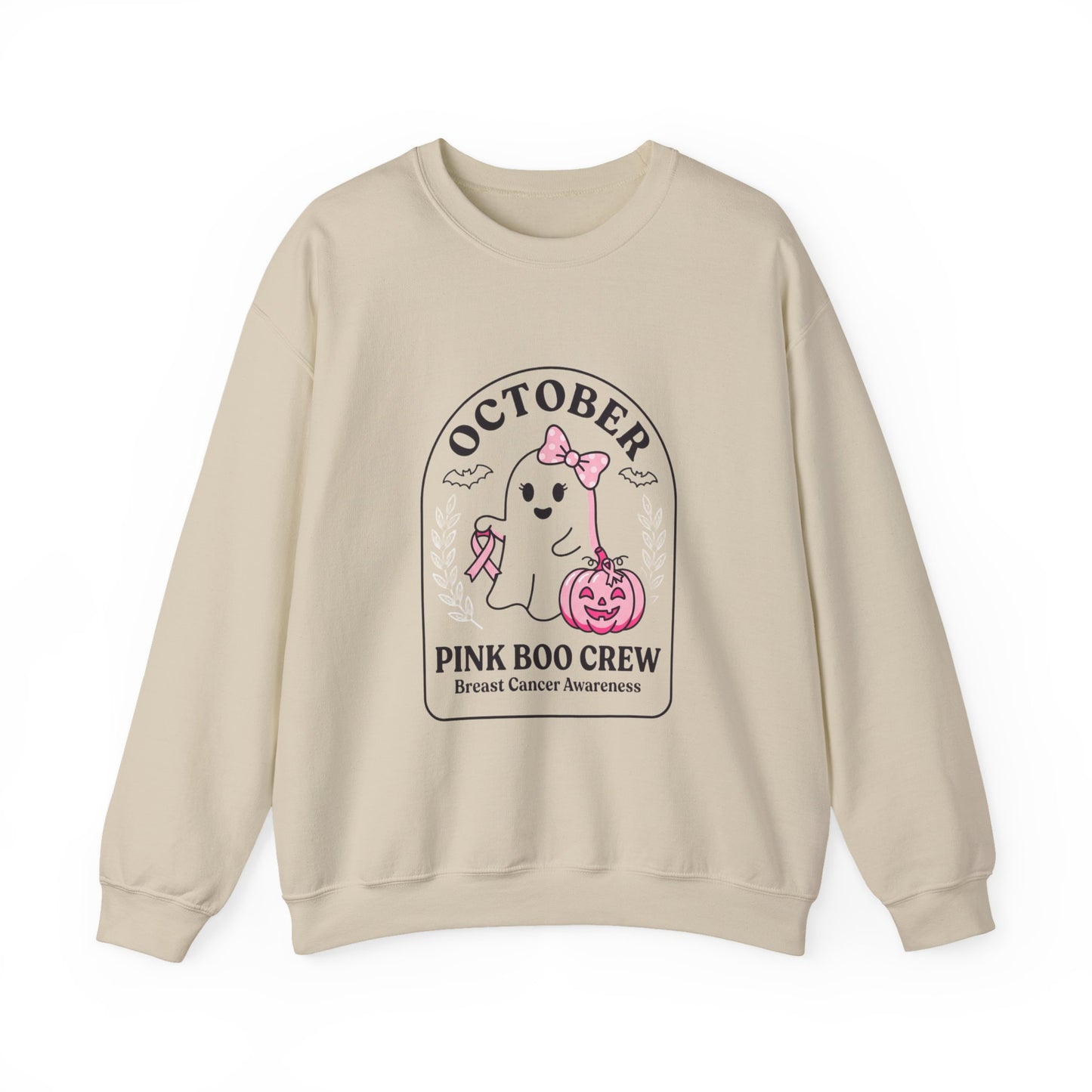 Pink Boo Crew Breast Cancer Awareness Sweatshirt | October Ribbon