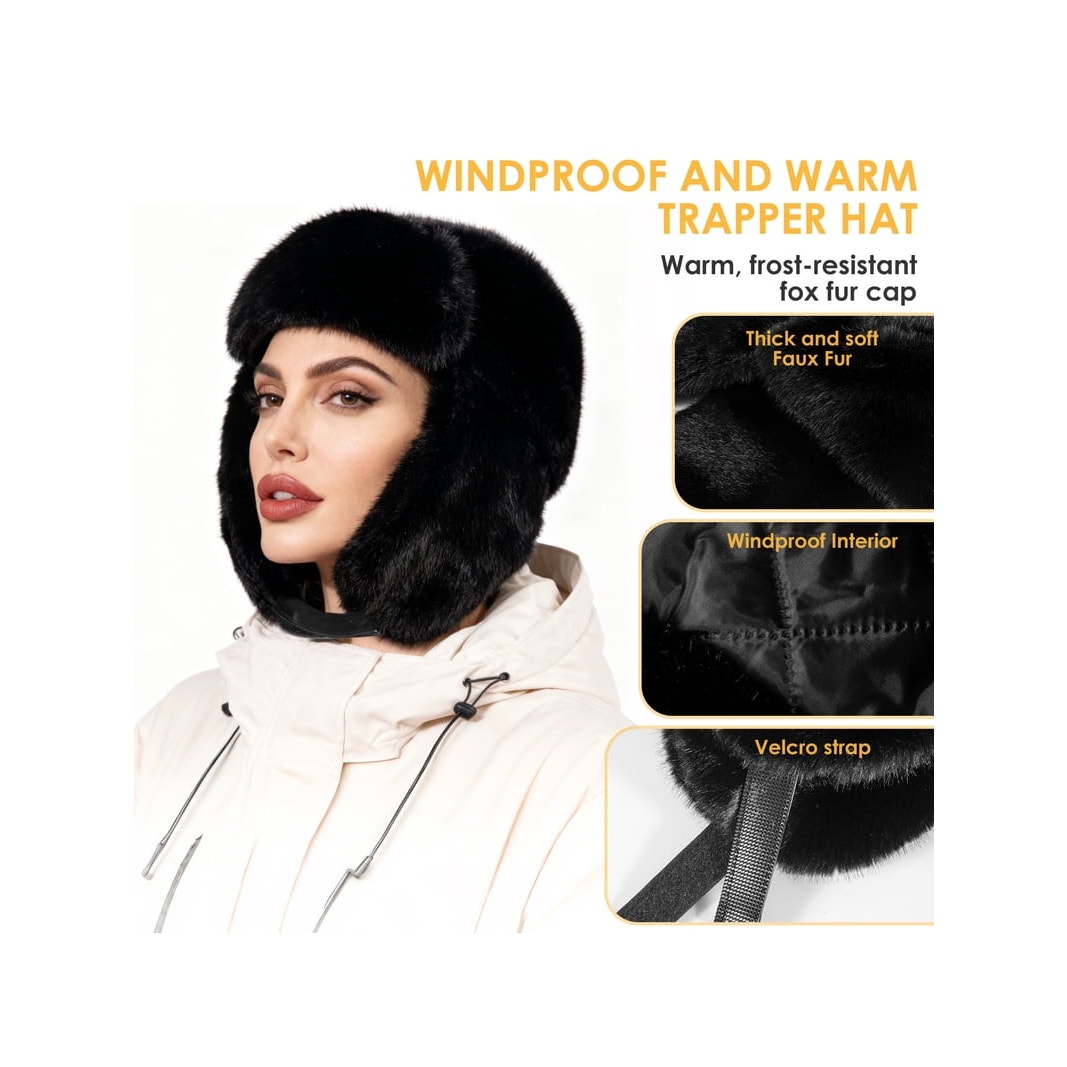 Unisex Winter Trapper Hat Warm Ear Flaps Hat for Cold Weather