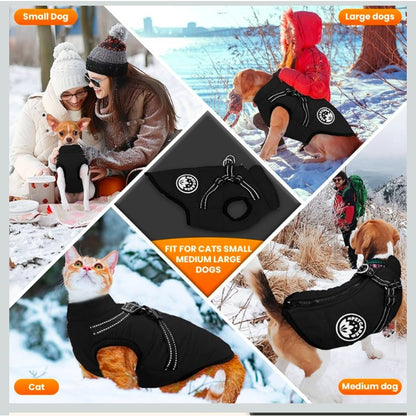 Winter Dog Coat with Harness Built in Waterproof Dog Jacket Warm Pet Fleece Vest