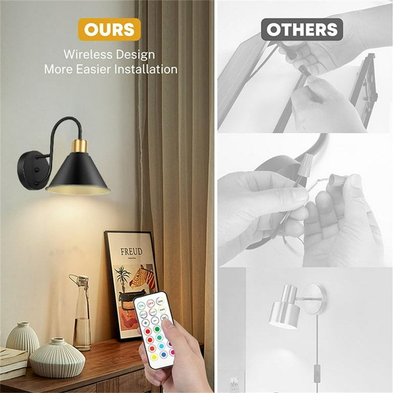 2 pack LED Battery Operated Wireless Wall Sconces with Remote Control