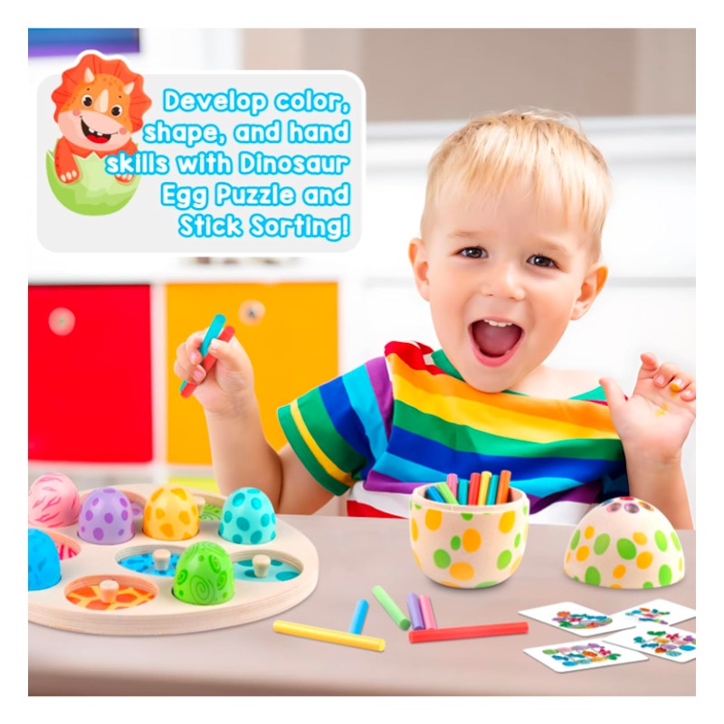 Aliex 4 in 1 Montessori Dinosaur Toy Set 12+ Months
