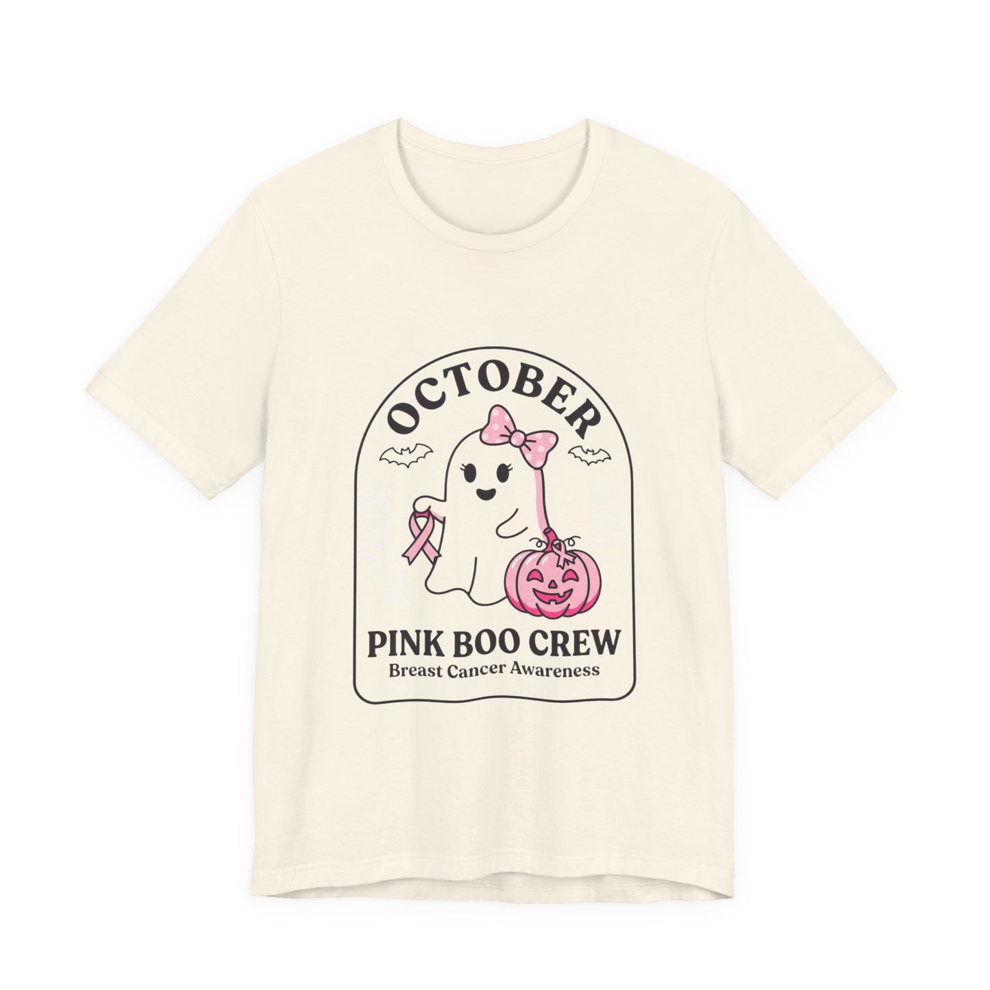 Pink Boo Crew Ghost Tee | Breast Cancer Awareness Ribbon, October Pink