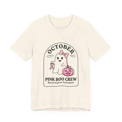 Pink Boo Crew Ghost Tee | Breast Cancer Awareness Ribbon, October Pink
