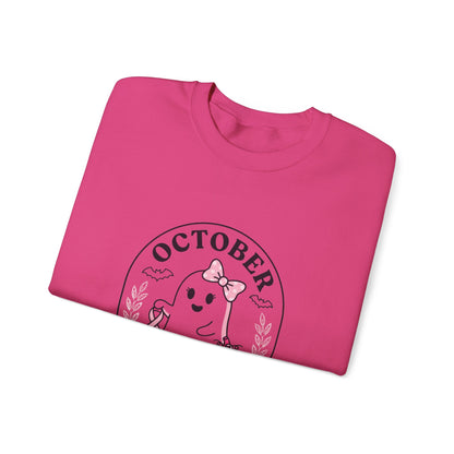 Pink Boo Crew Breast Cancer Awareness Sweatshirt | October Ribbon