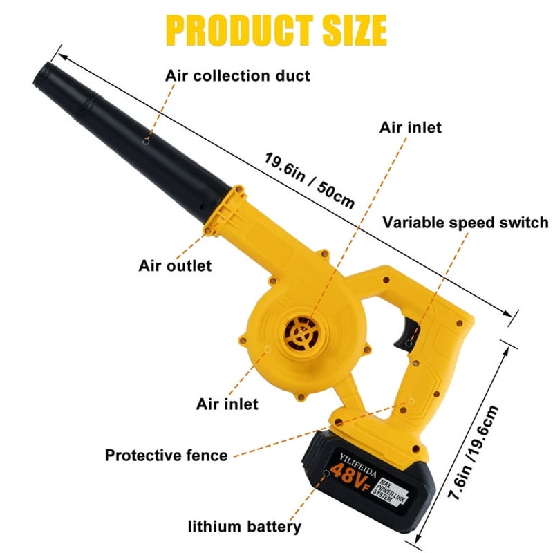 21V Cordless Leaf Blower, Lightweight Electric Mini Air Blower with two 2.0Ah batteries