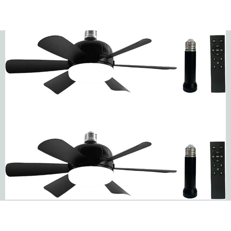 2 Pack of Socket Ceiling Fans w/ LED Light and Remote 20.5" inch Each Fan