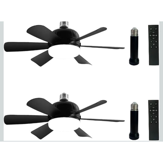 2 Pack of Socket Ceiling Fans w/ LED Light and Remote 20.5" inch Each Fan