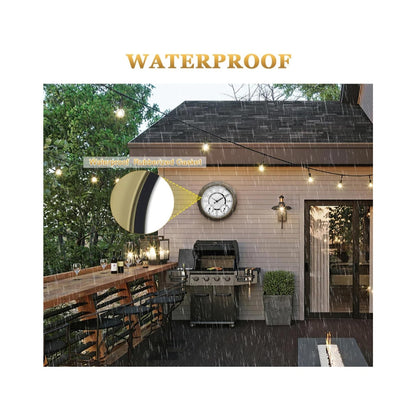 Illuminated Large Indoor Outdoor Wall Clock Waterproof w/ Auto Light Sensor Thermometer Hygrometer