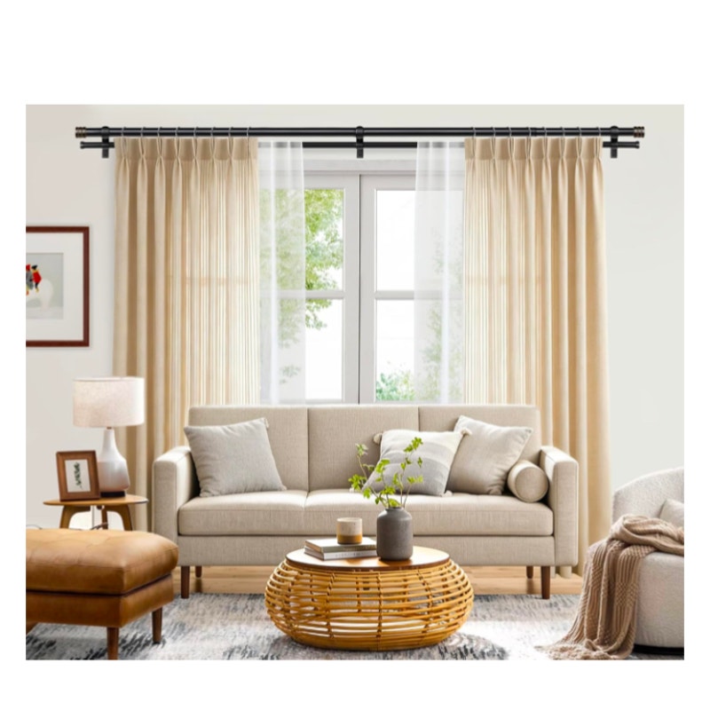 1 Inch Double Curtain Rods for Windows 32 to 144 Inch,