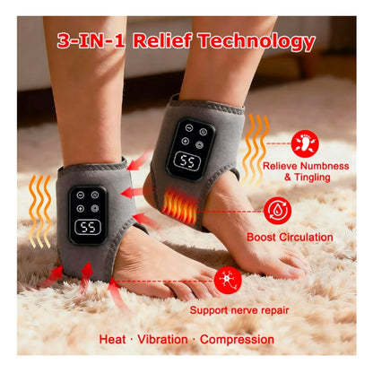 Upgraded 3-in-1 Foot and Ankle Massager - 5 Vibration Modes and 5 Heating Levels