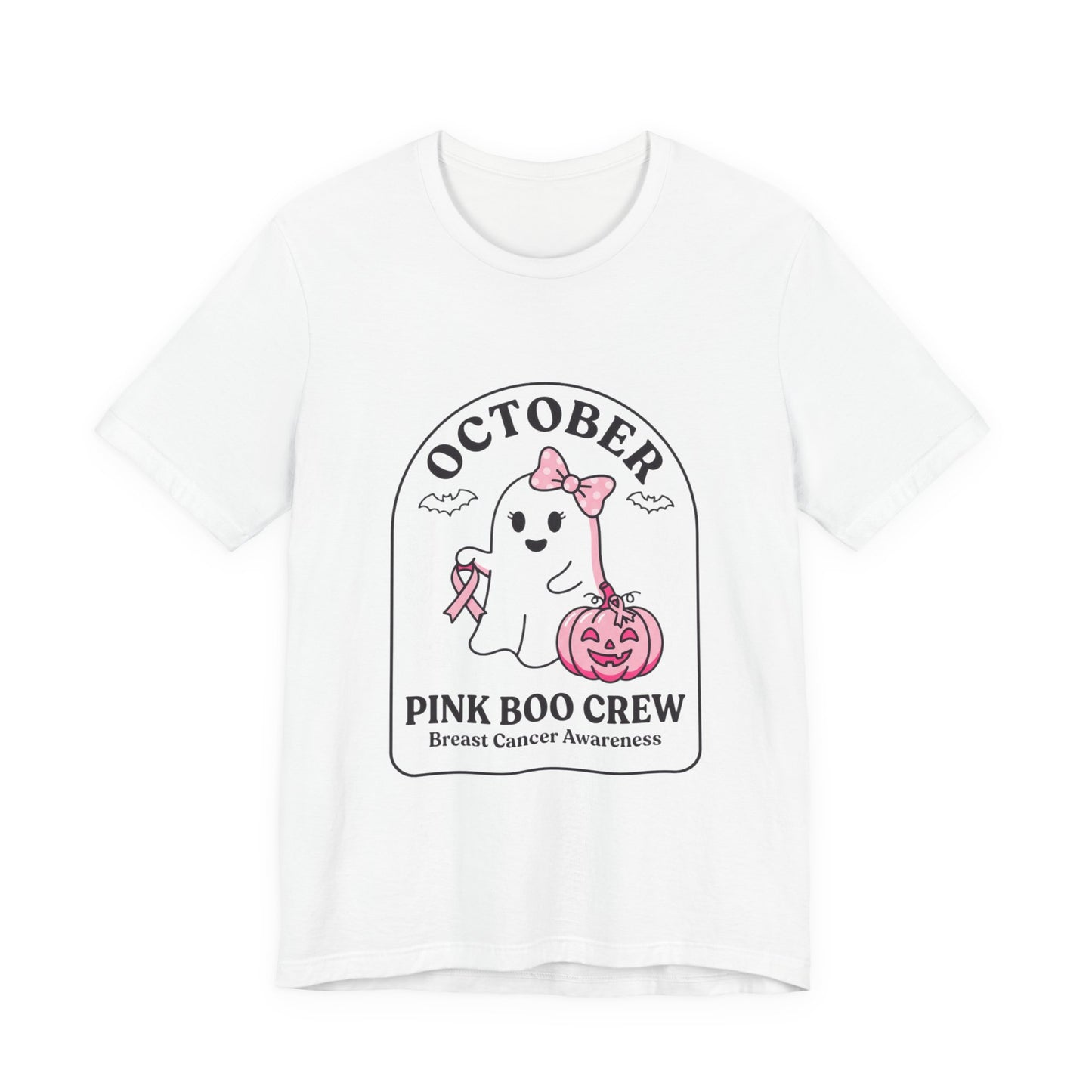 Pink Boo Crew Ghost Tee | Breast Cancer Awareness Ribbon, October Pink