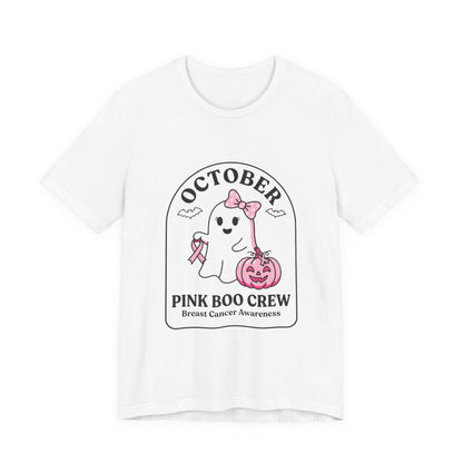 Pink Boo Crew Ghost Tee | Breast Cancer Awareness Ribbon, October Pink
