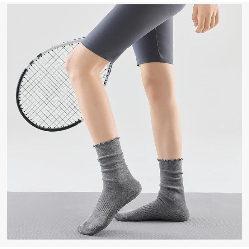 Pilates Socks with Grips for Women, Yoga Non Slip Long Socks Set of 3
