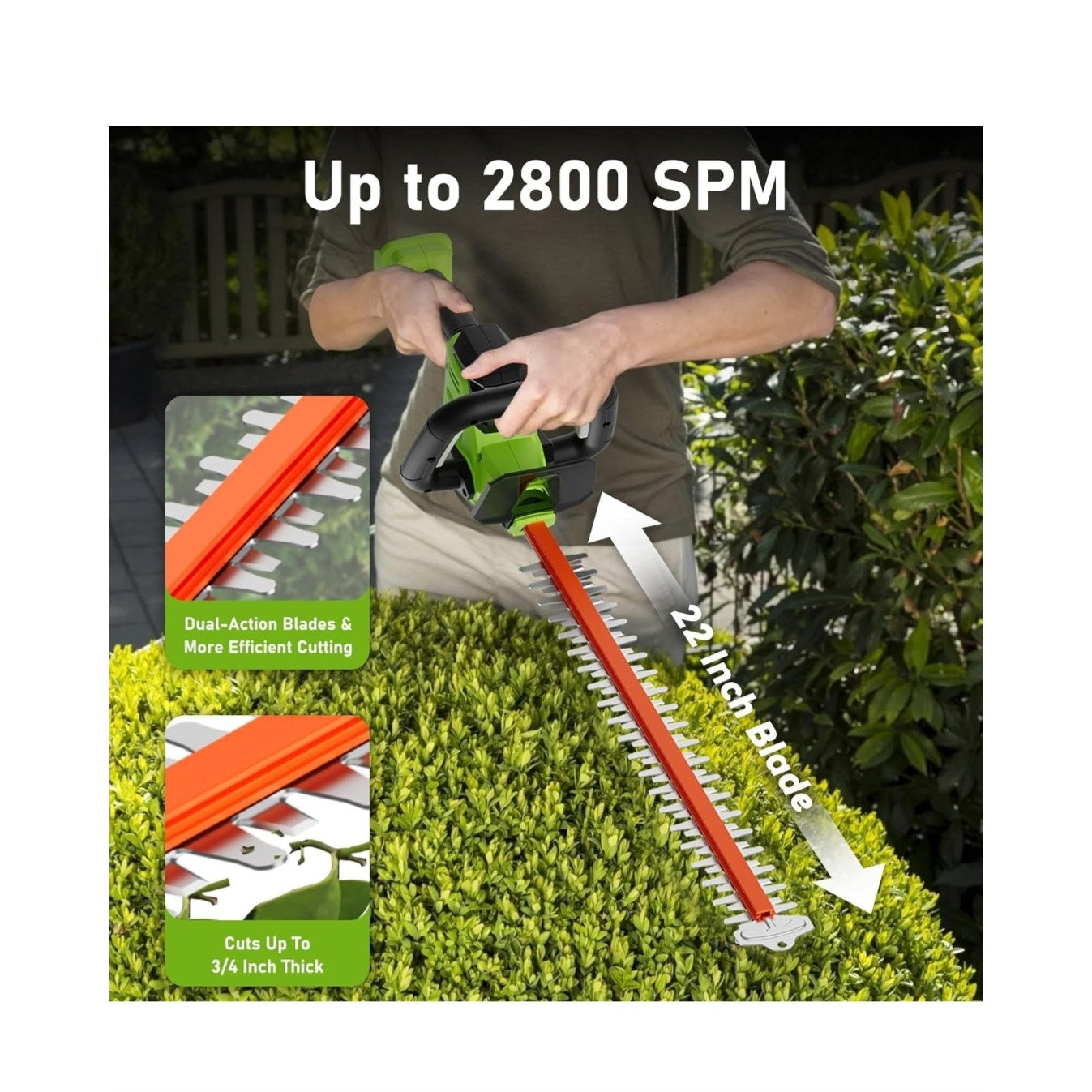 20V Max Hedge Trimmer Cordless, 22 Inch