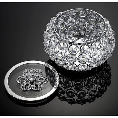 Crystal Jewelry Trinket Box with Glass Lid