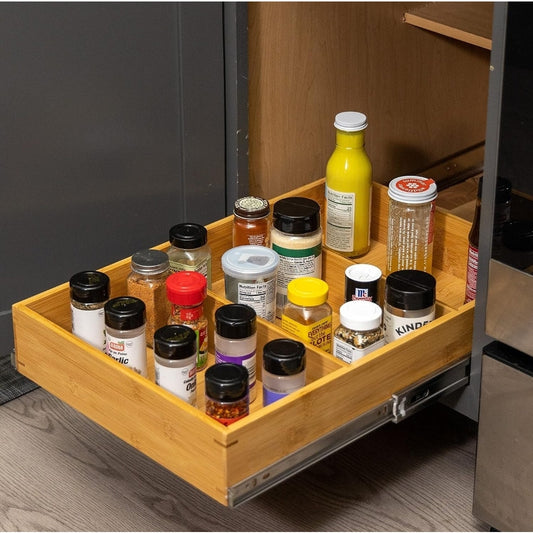 Fabsome Pull Out Bamboo Cabinet Drawer Organizer