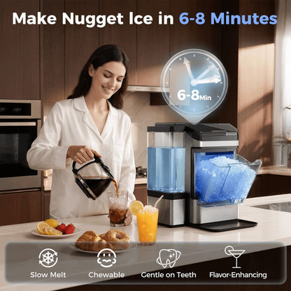 Ice Maker Countertop, Nugget Ice in 6 Mins, 44LBS/Day Chewable Ice Machine